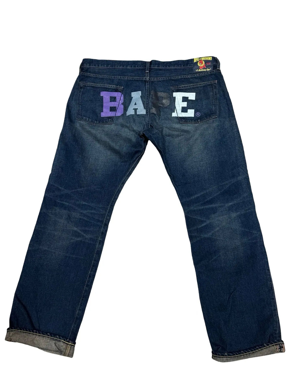 Rare y2k BAPE Human Made Baggy Spellout Jeans size 40 KIF Vintage
