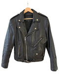 Vintage 80s Distressed Leather Motorcycle Biker Jacket