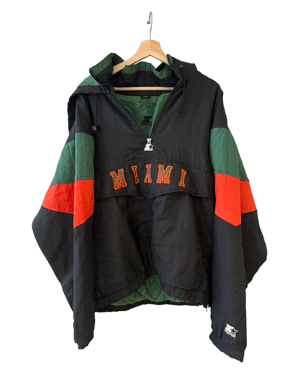 Vintage 90s Miami Hurricanes Starter Black Pullover Jacket