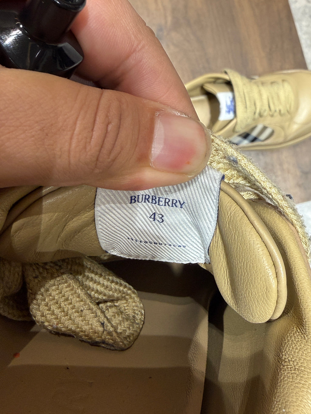 US 10 Burberry Leather Check Terrace Sand Sneakers KIF Vintage