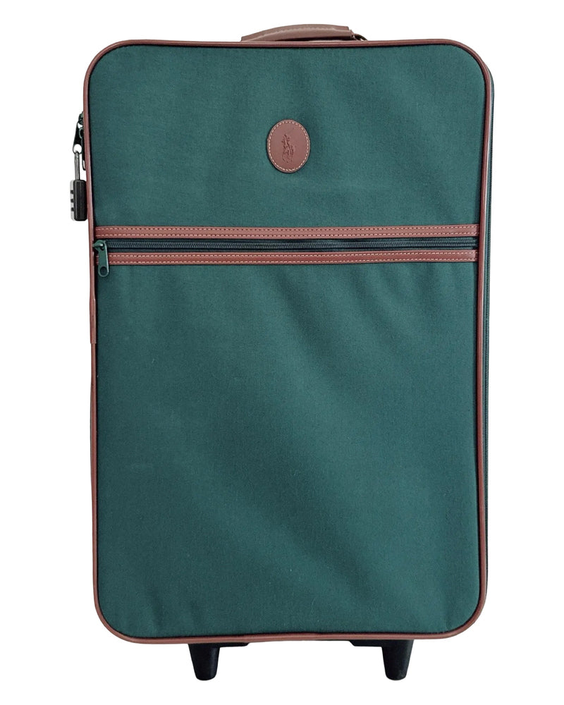 Vintage 90s Polo Ralph Lauren Hunter Green Rolling Luggage Bag