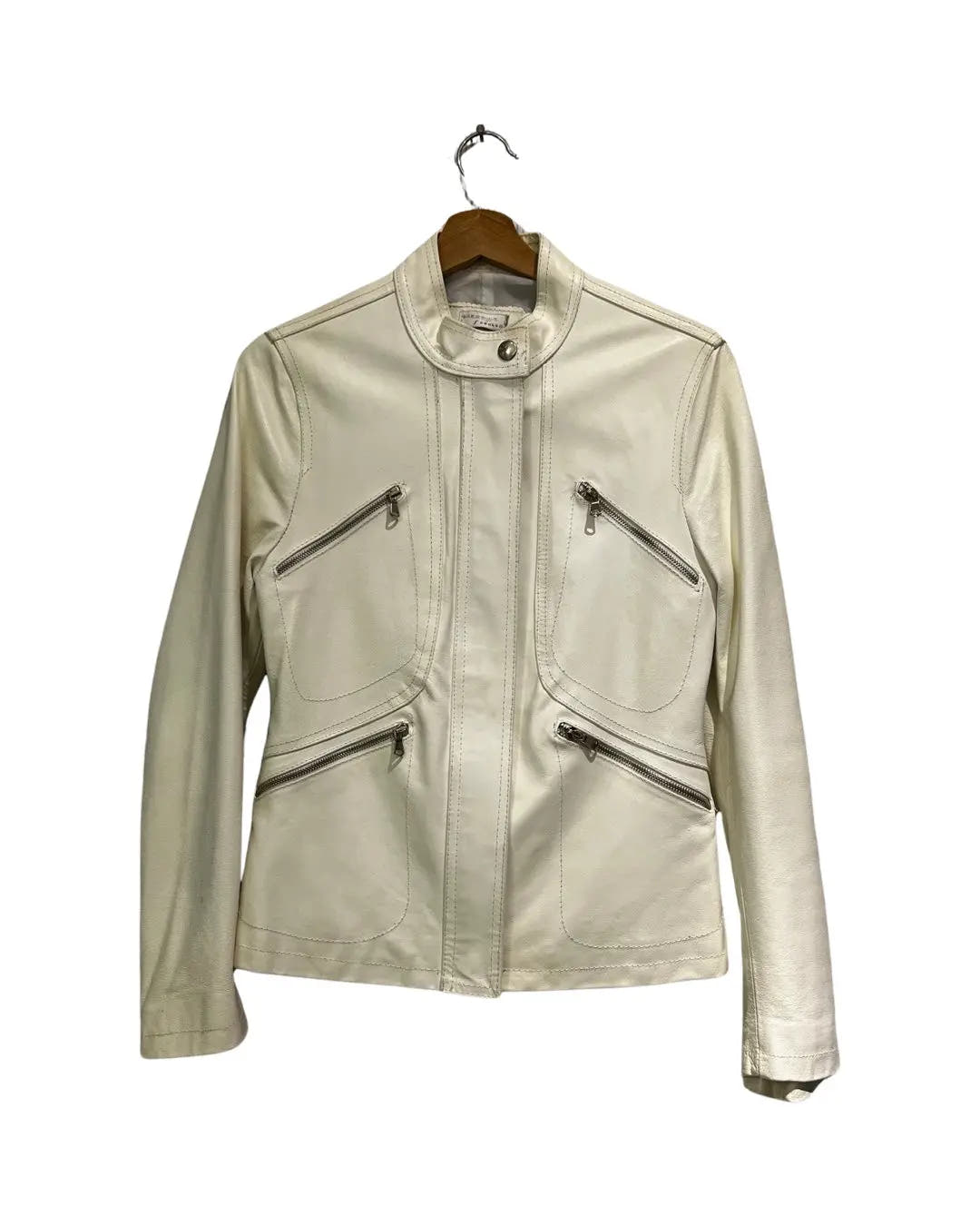 BJ 90s Specchio White Leather Jacket 3rdStrike