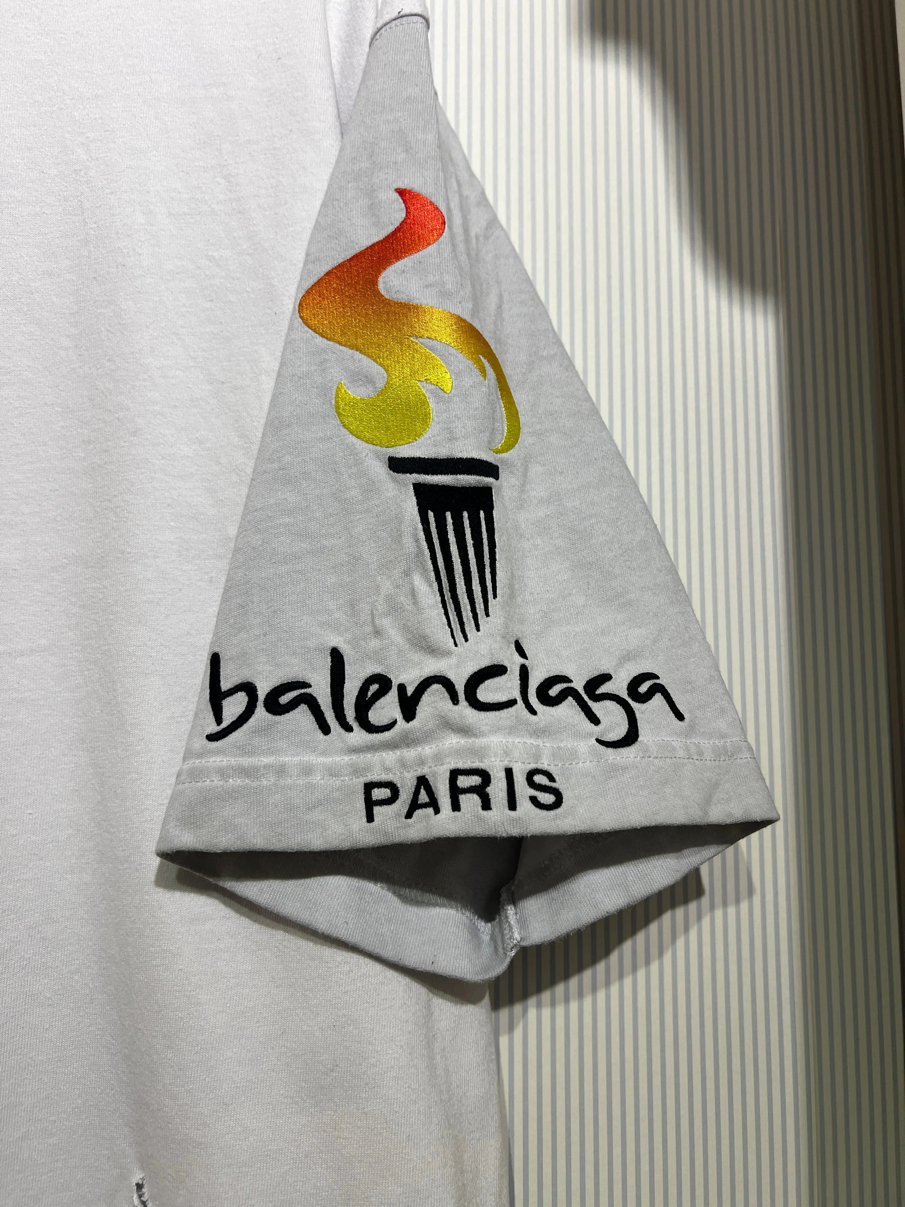 Archive Balenciaga Paris Upside Down Embroidered Patchwork Tee KIF Vintage