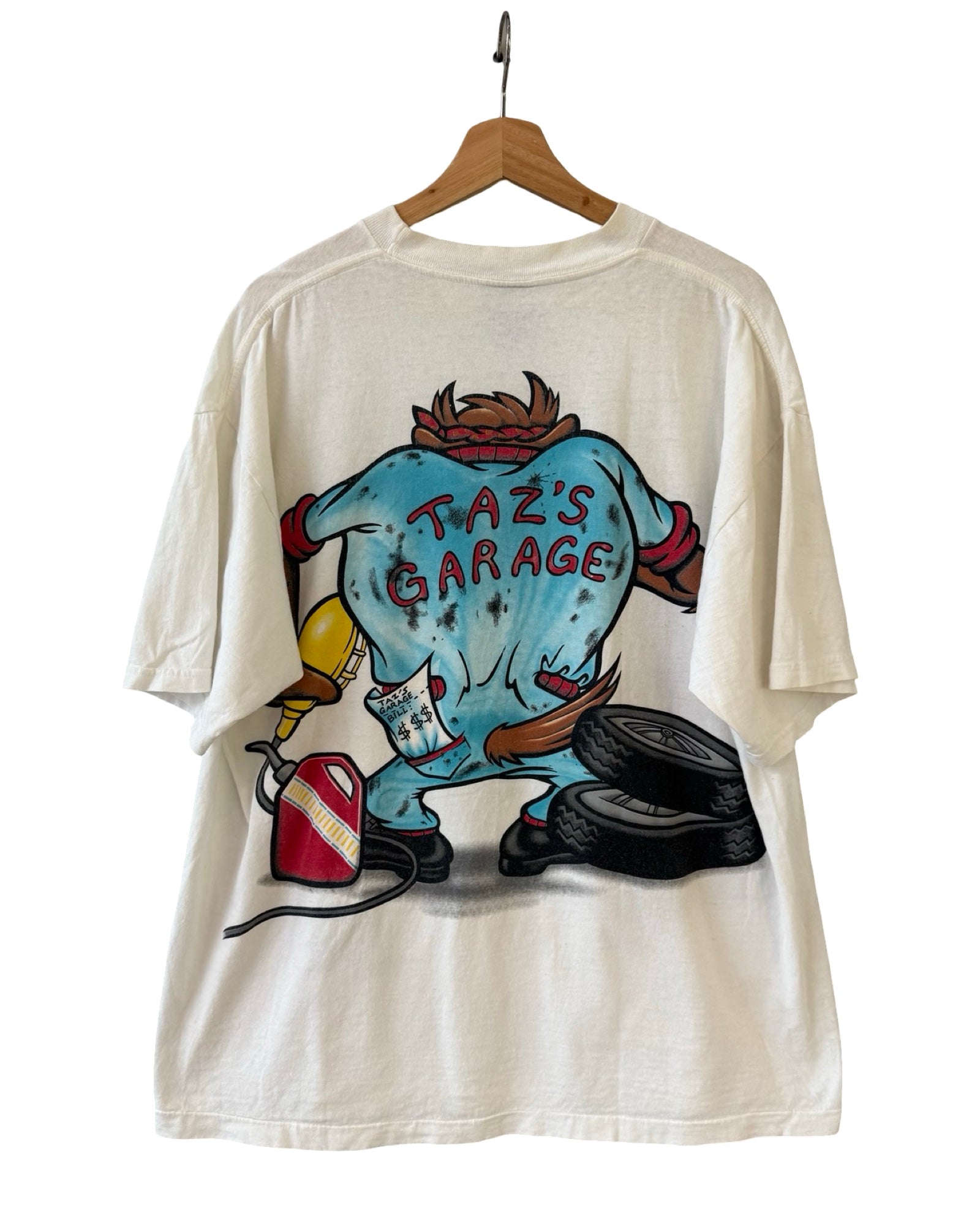 Vintage 1994 Looney Tunes Taz Mechanic Double Sided Tee