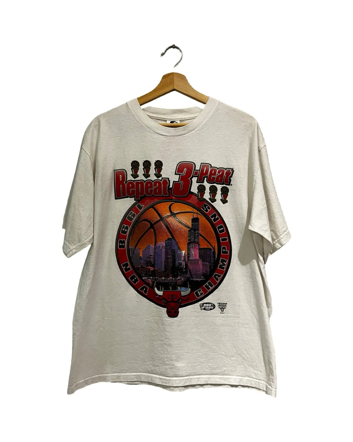 Vintage 1998 Chicago Bulls Repeat 3-Peat Tee 3rdStrike