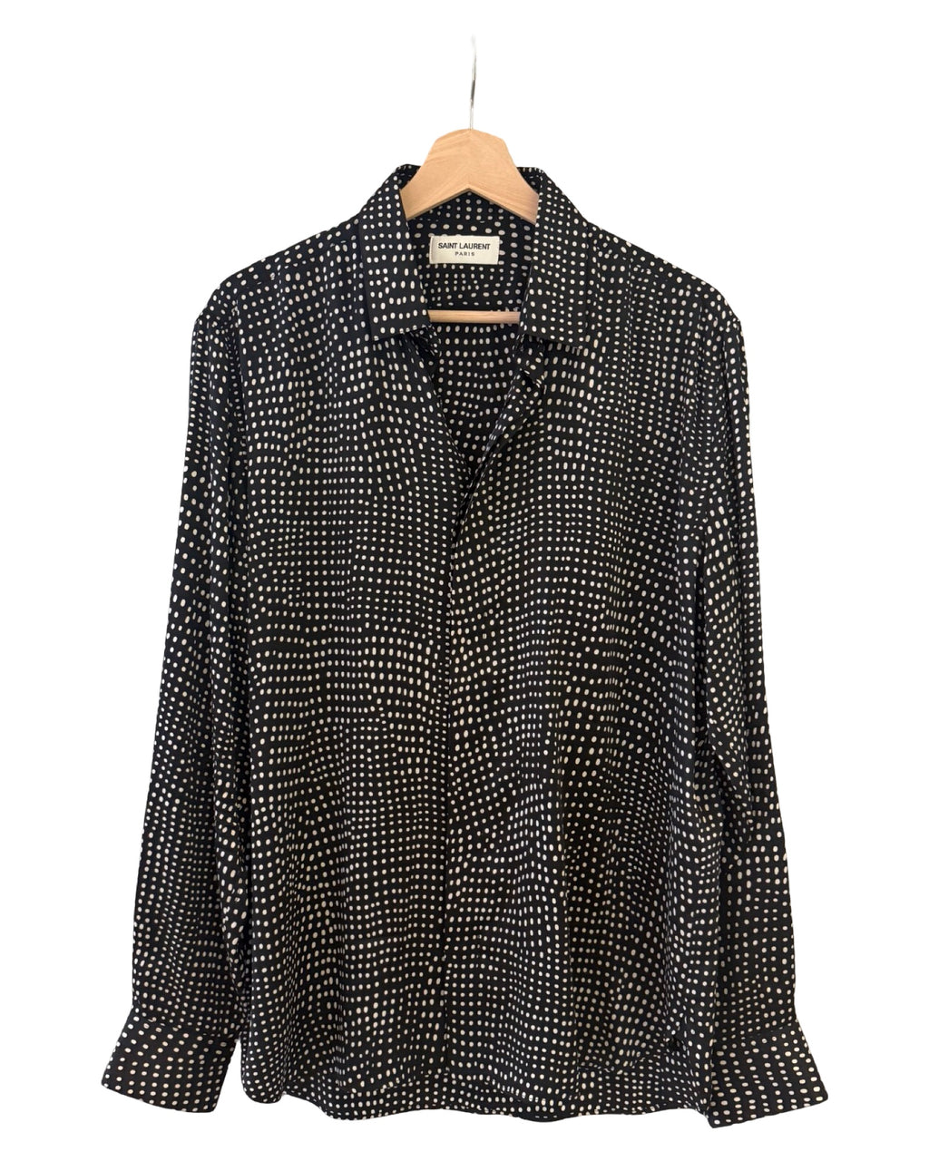 Saint Laurent Silk Black White Polka Dot Shirt