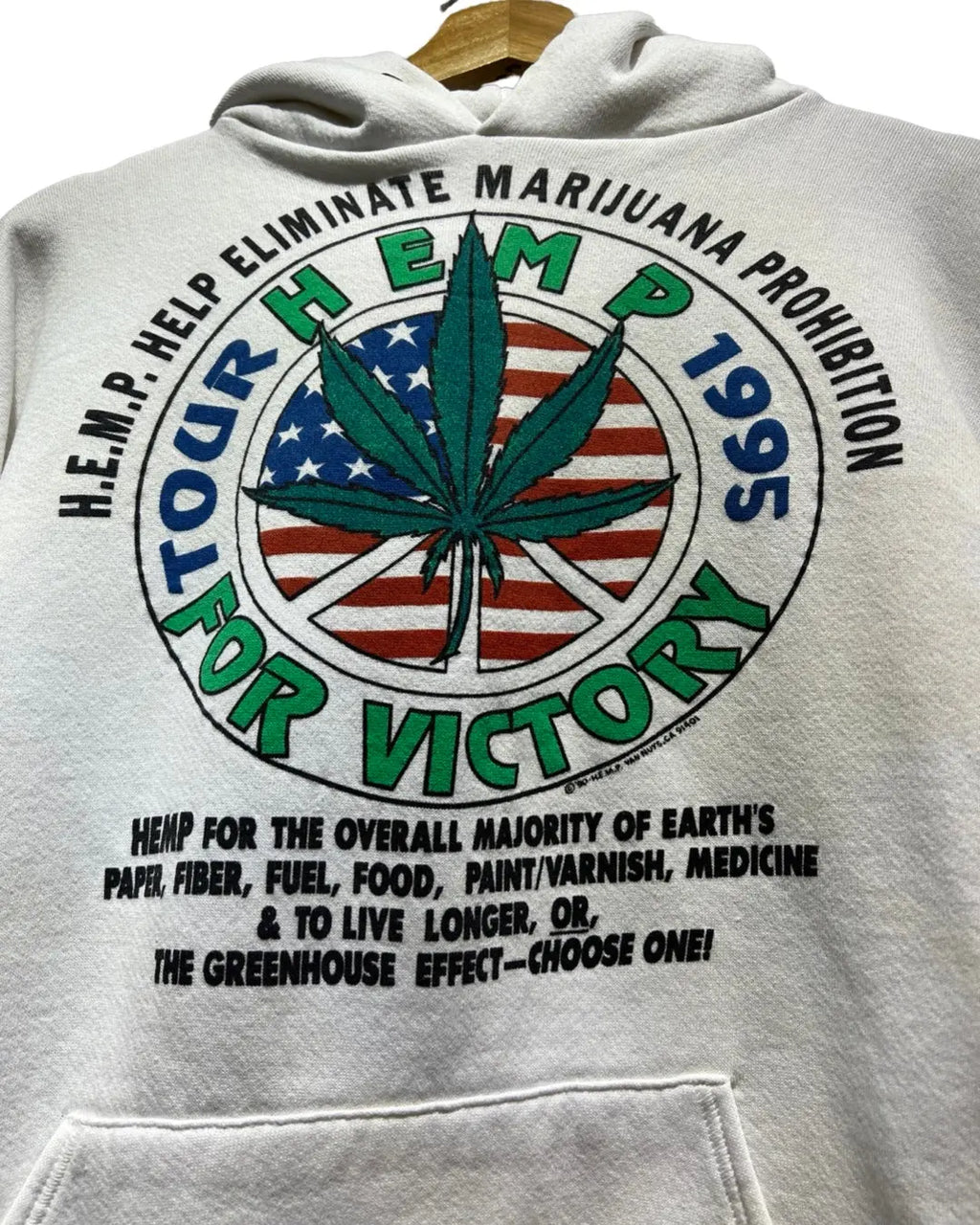 Vintage 1995 HEMP For Victory Marijuana Tour Hoodie KIF Vintage