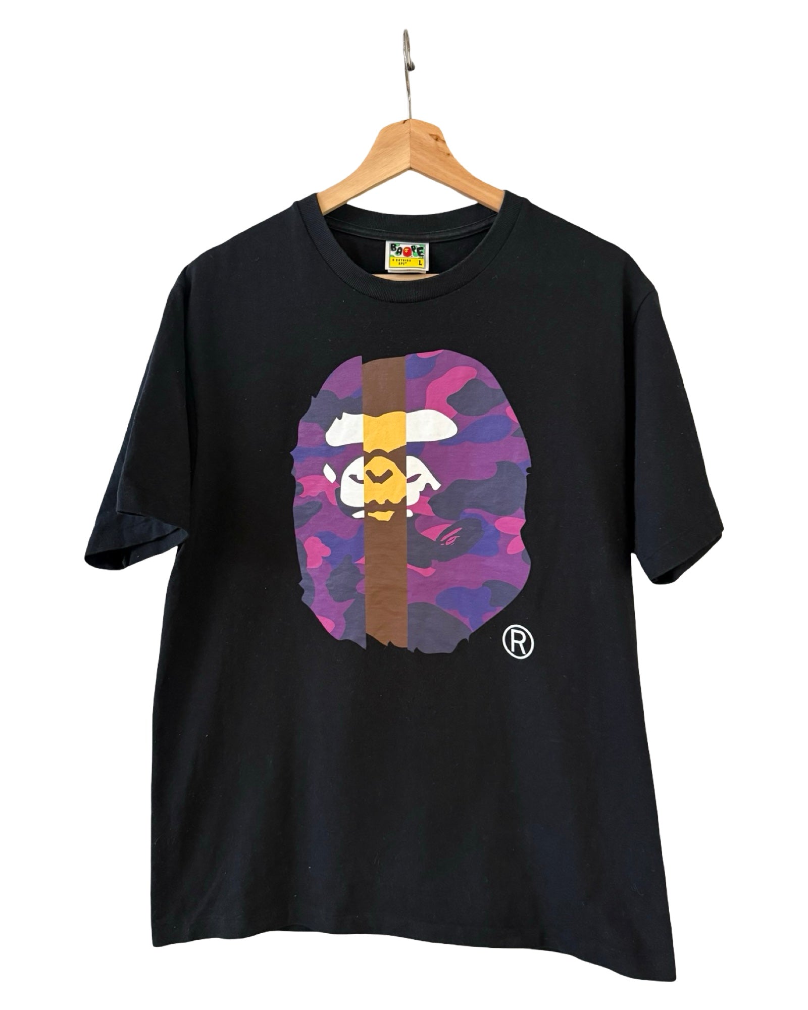 Bape A Bathing Ape Split Camo Ape Head Logo Tee