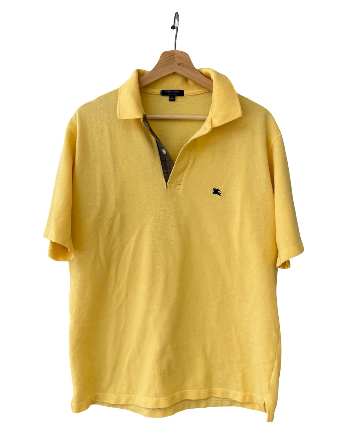 Camiseta polo Burberry London a cuadros amarilla estilo vintage y2k