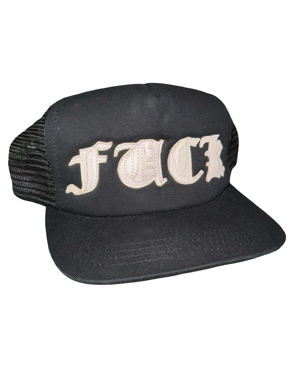 Chrome Hearts FUCK Leather Letters Hat KIF Vintage