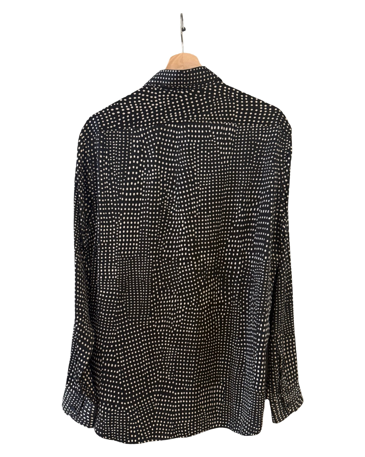 Saint Laurent Silk Black White Polka Dot Shirt
