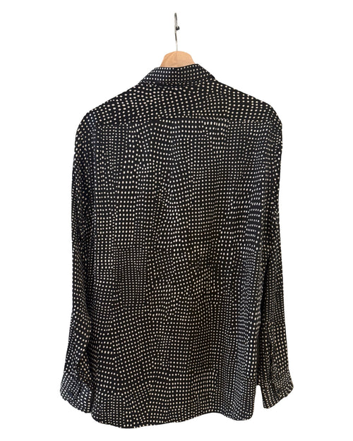 Saint Laurent Silk Black White Polka Dot Shirt