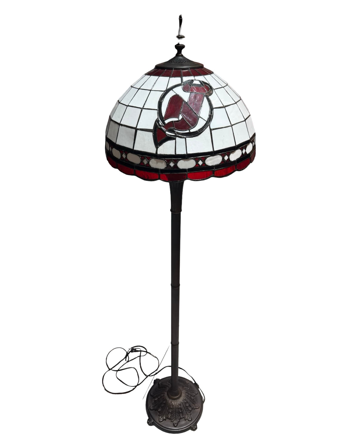 Vintage 2003 New Jersey Devils NHL Tiffany Style Stained Glass 65” Floor Lamp