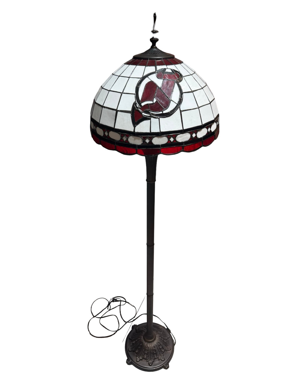 Vintage 2003 New Jersey Devils NHL Tiffany Style Stained Glass 65” Floor Lamp