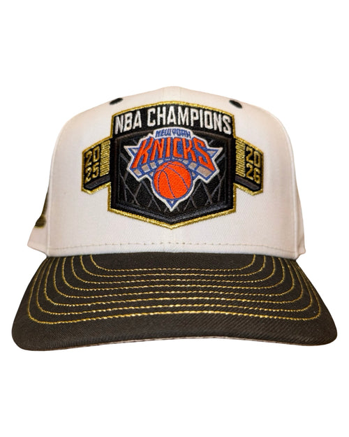 2026 New York Knicks Champions White Black Gold Trophy Hat