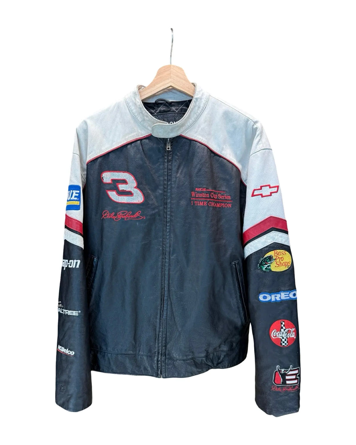 Vintage 90s Nascar Dale Earnhardt Leather Moto Jacket 3rdStrike