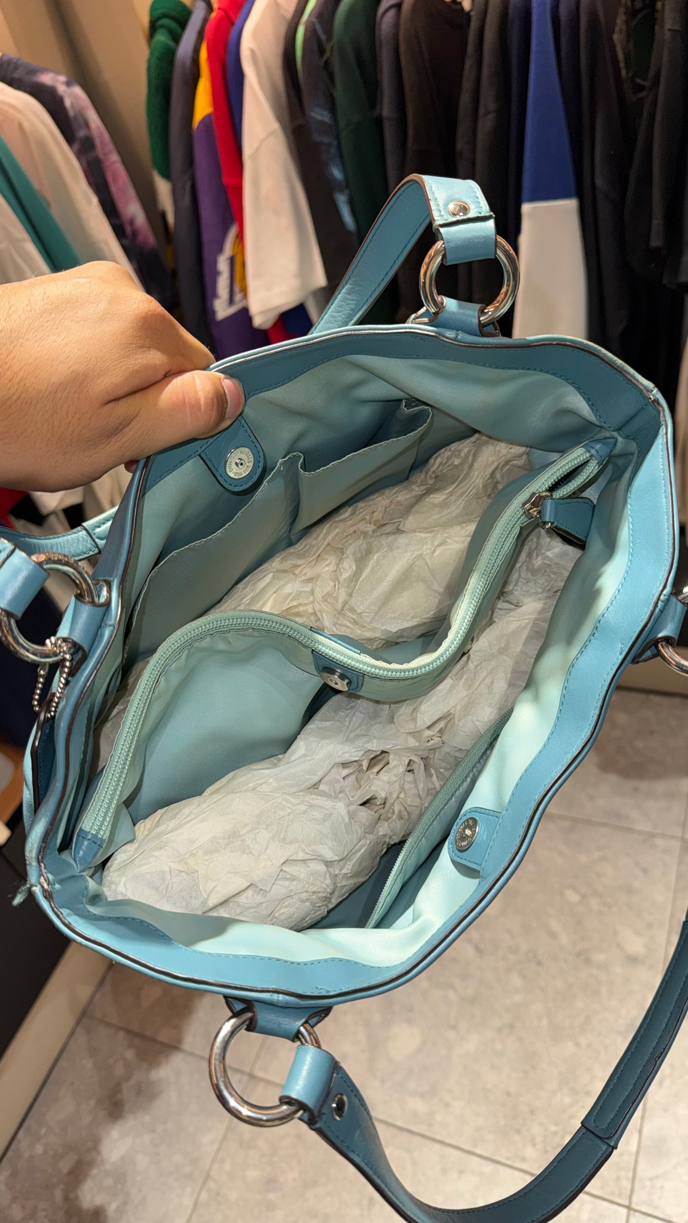 Vintage 2013 Coach Campbell Leather Belle Carryall – Mineral Blue