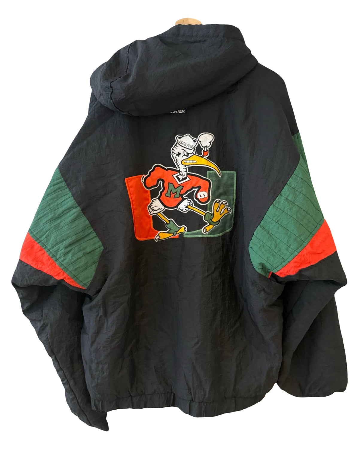Vintage 90s Miami Hurricanes Starter Black Pullover Jacket