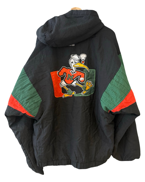 Vintage 90s Miami Hurricanes Starter Black Pullover Jacket