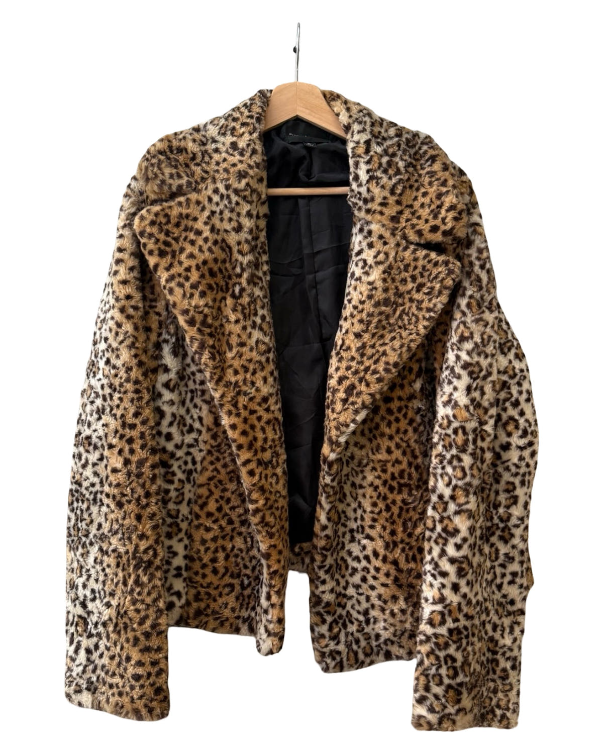 Womens Vintage Leopard Print Faux Fur Coat