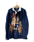 Vintage Polo Ralph Lauren Five Horsemen Navy L/S Rugby Shirt KIF Vintage