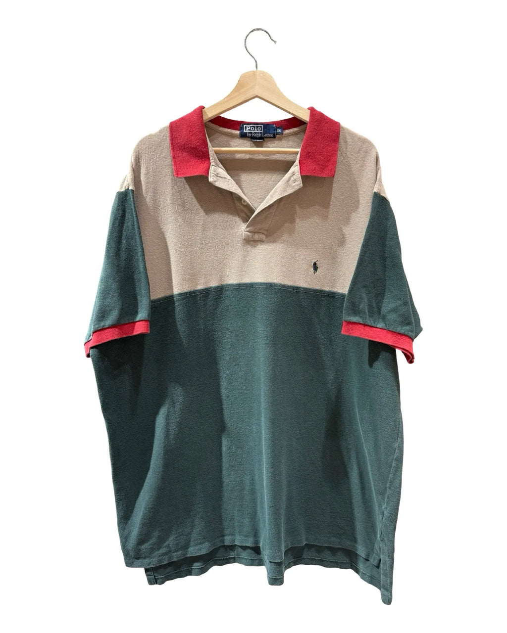 Vintage 90s Polo Ralph Lauren Colorblock Tan Shirt KIF Vintage