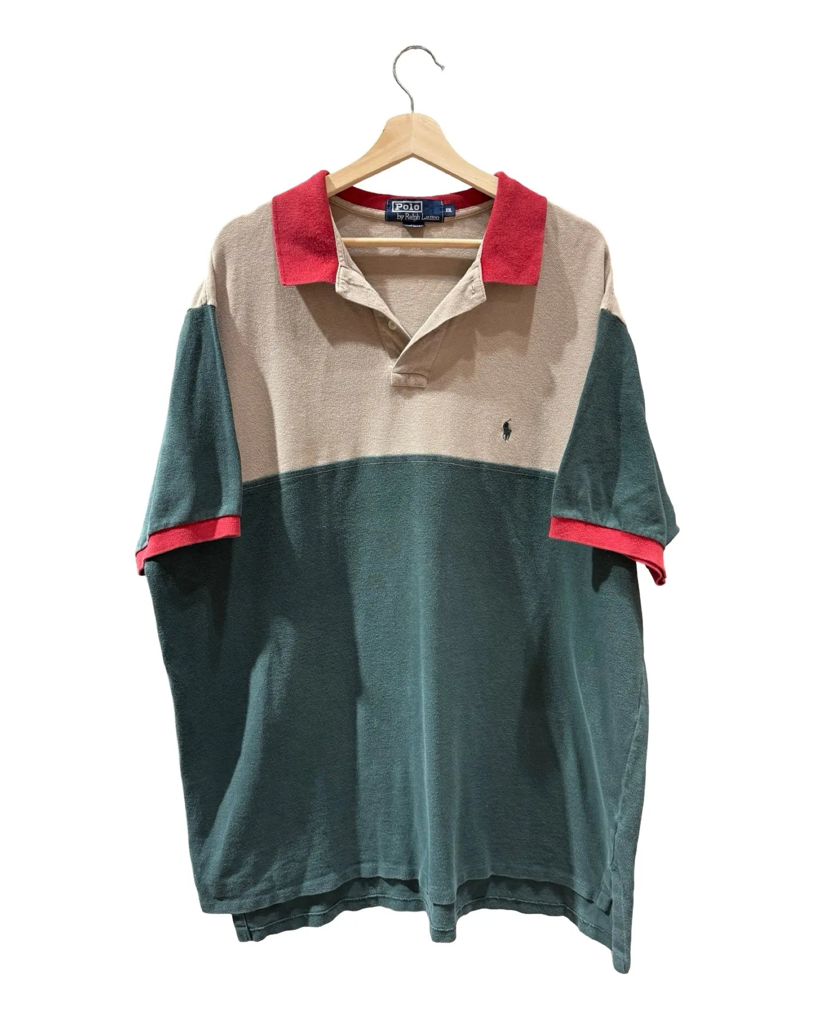 Vintage 90s Polo Ralph Lauren Colorblock Tan Shirt KIF Vintage