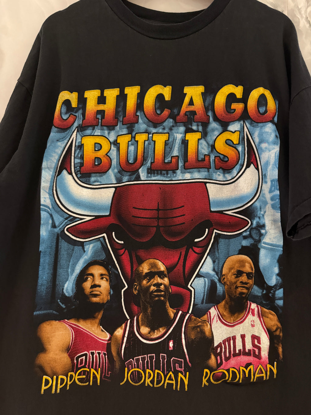 Vintage 1996 Chicago Bulls Jordan Pippen Rodman Rap Tee KIF Vintage