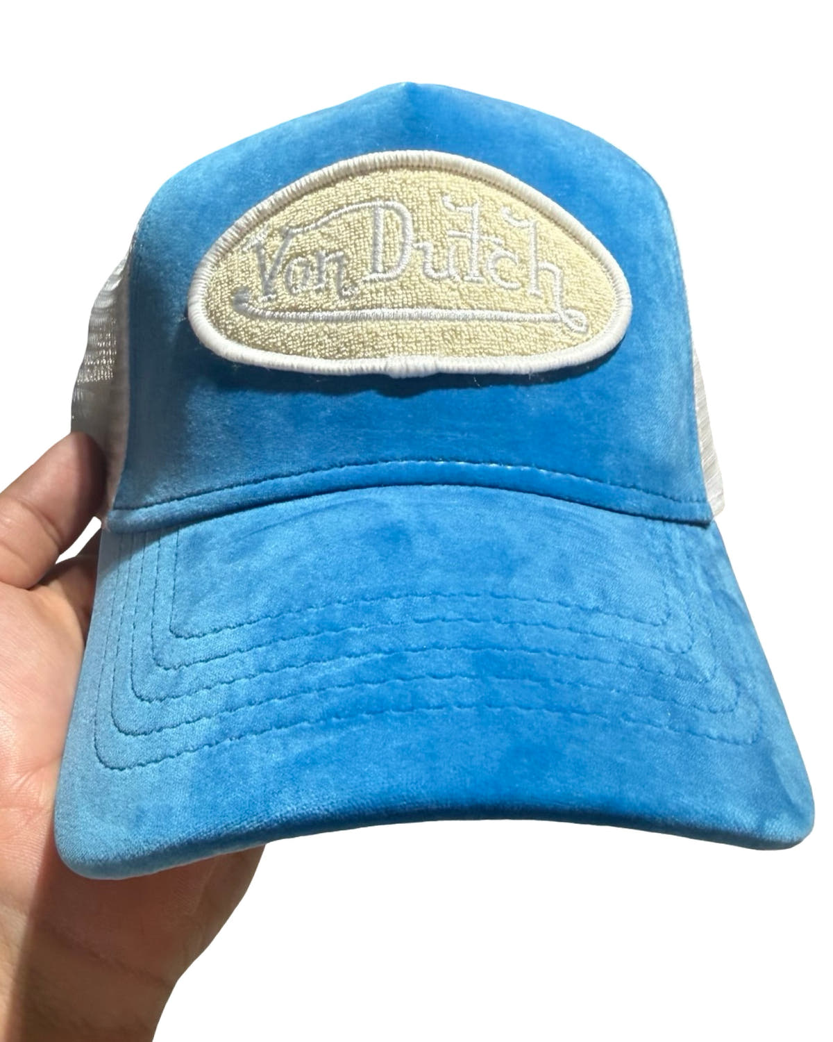 Gorra de camionero Von Dutch de terciopelo azul bebé (muestra)