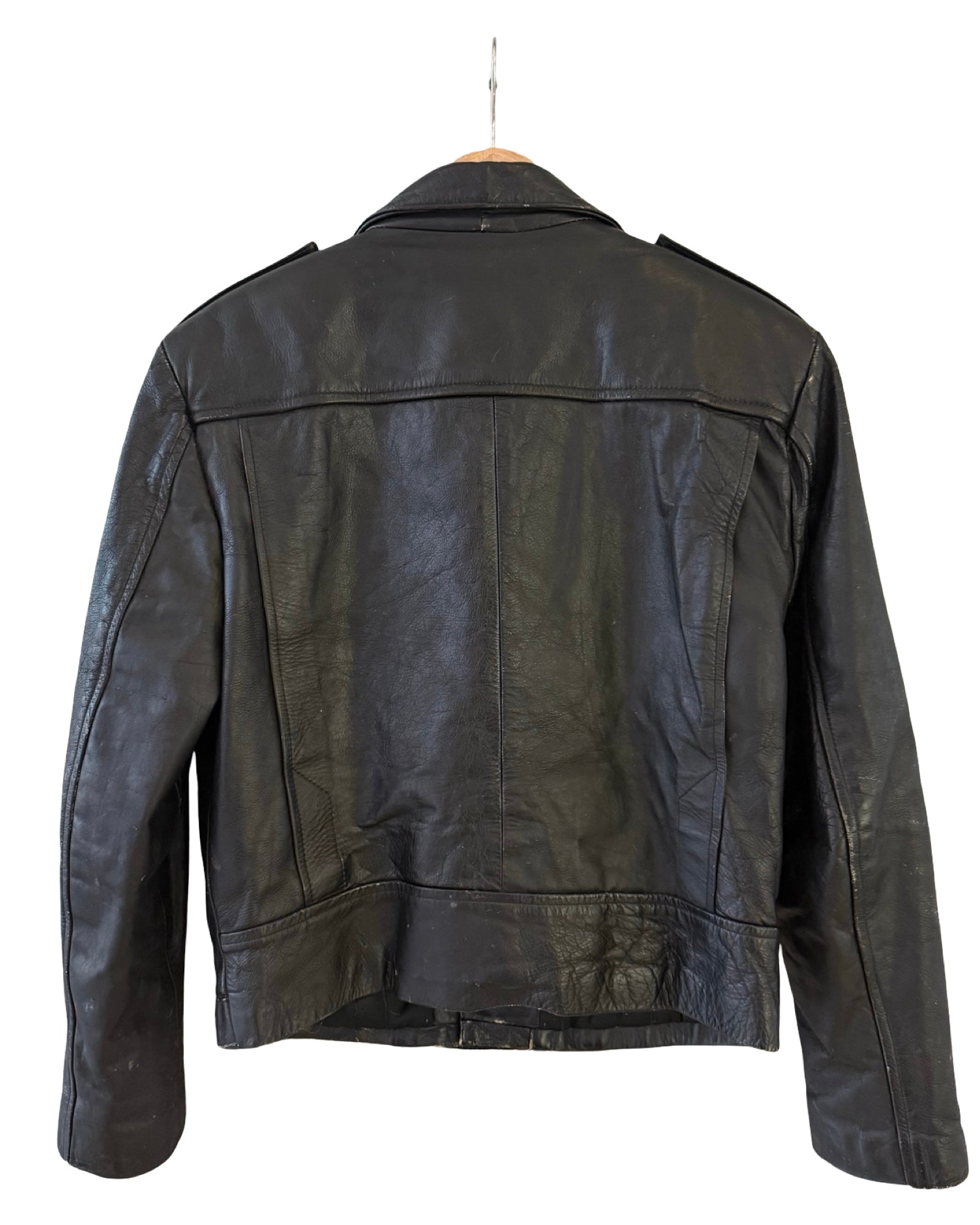 Vintage 80s Distressed Leather Motorcycle Biker Jacket