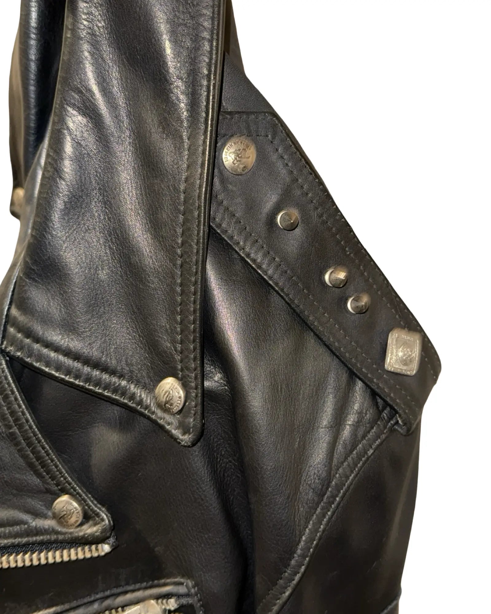 Vintage 90s Parasuco Studded Perfecto Leather Motorcycle Jacket KIF Vintage
