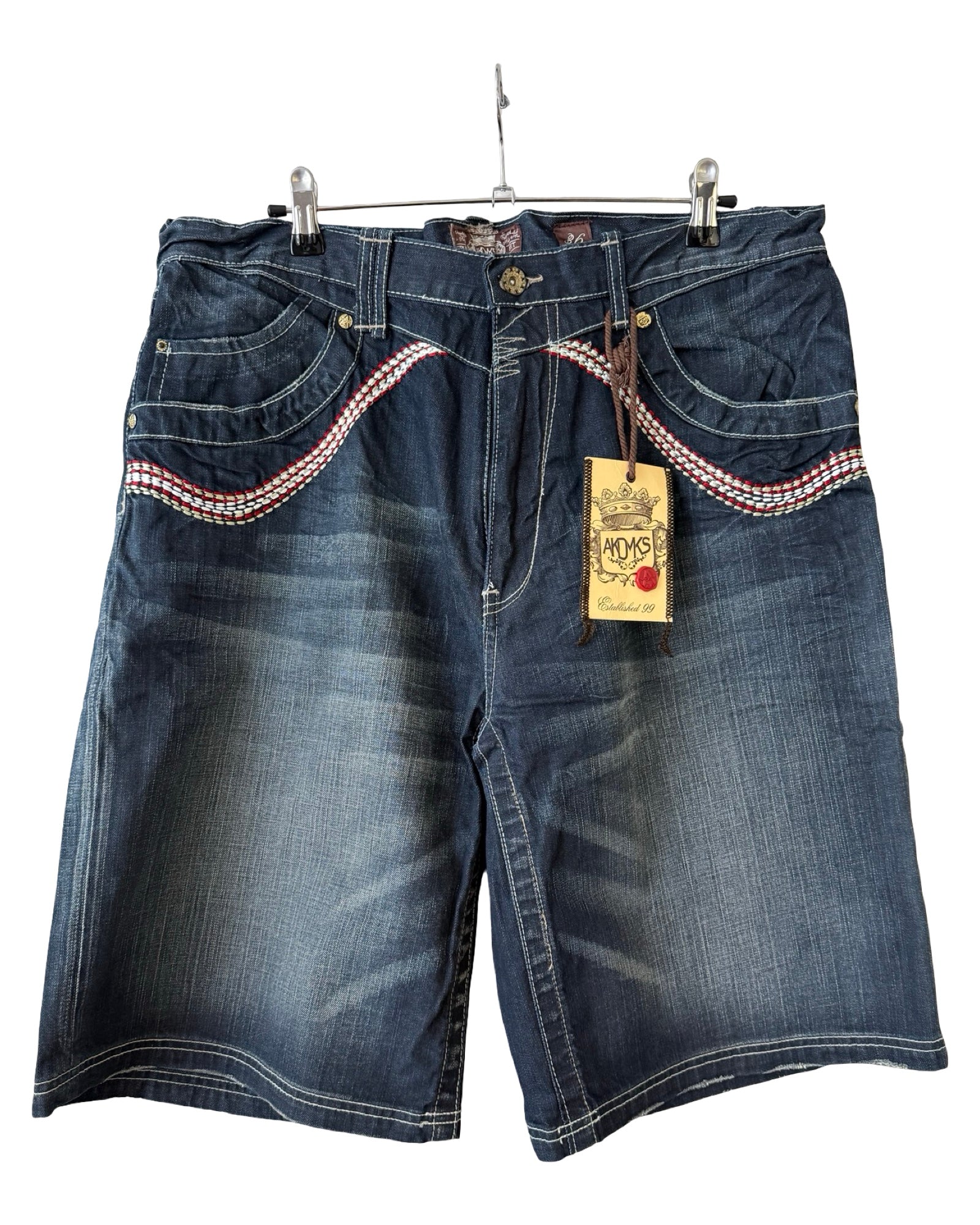 Vintage Y2K AKDMKS Embroidered Denim Shorts Jorts