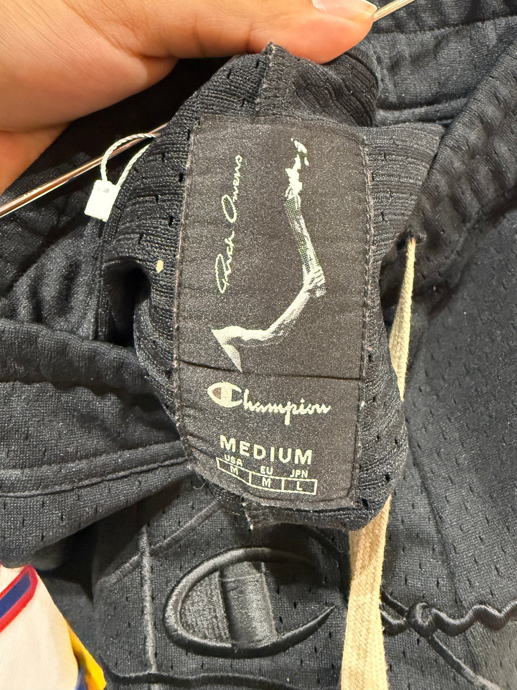 Rick Owens x Champion Black Mesh Long Shorts