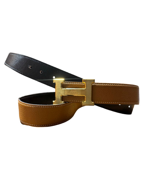 Hermes Reversible Brown & Black Gold Plated 38mm Belt