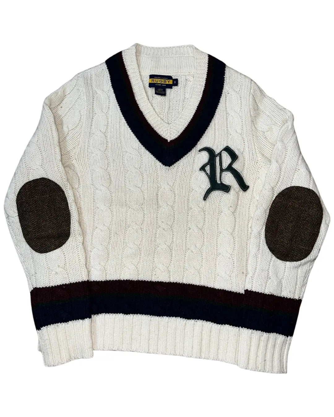 Vintage Ralph Lauren Rugby R Cable Knit Sweater KIF Vintage