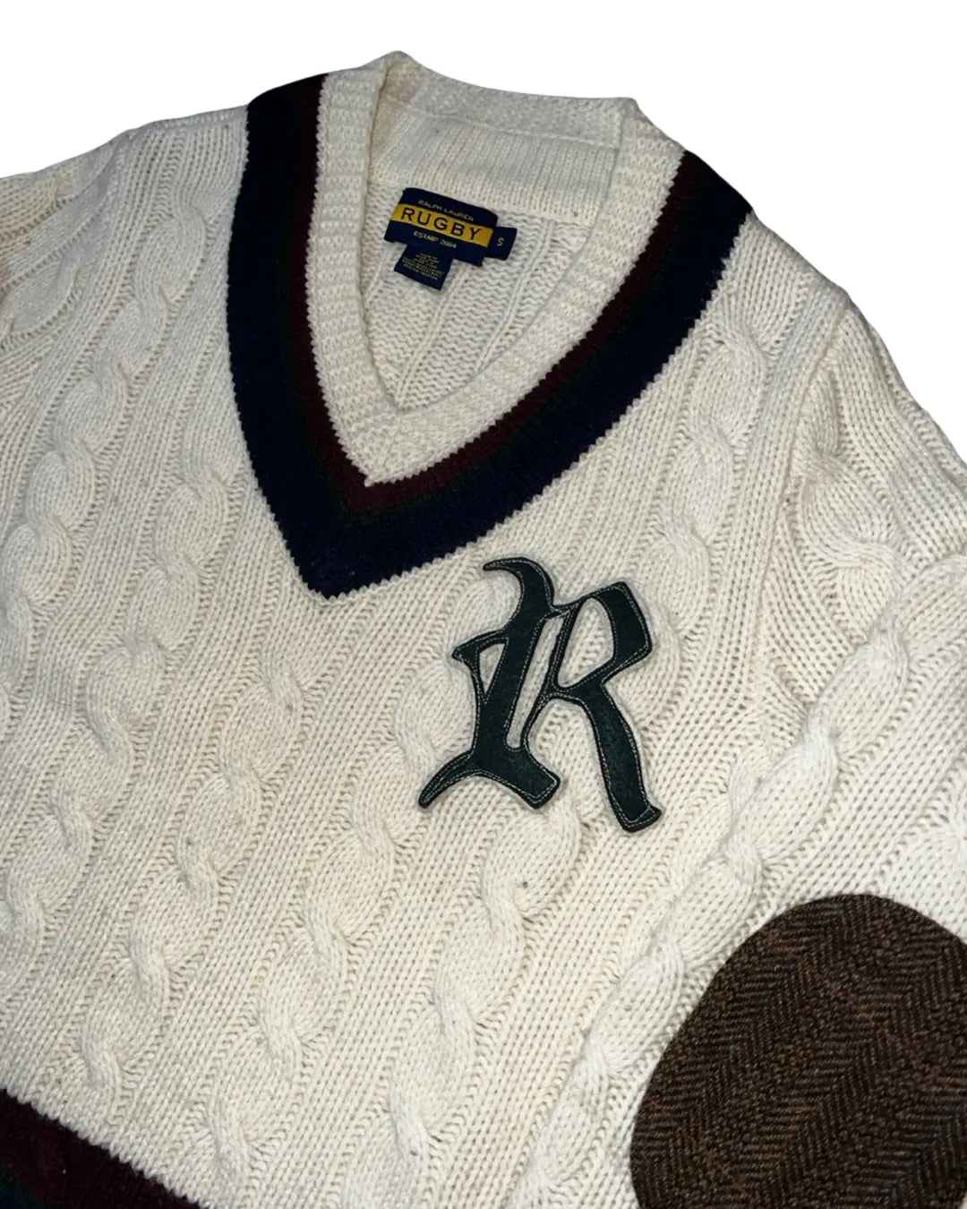 Vintage Ralph Lauren Rugby R Cable Knit Sweater KIF Vintage