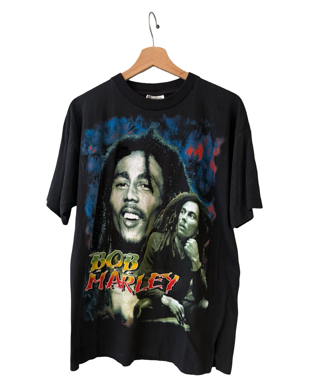Vintage 90s Distressed Bob Marley King Of Reggae Rap Tee