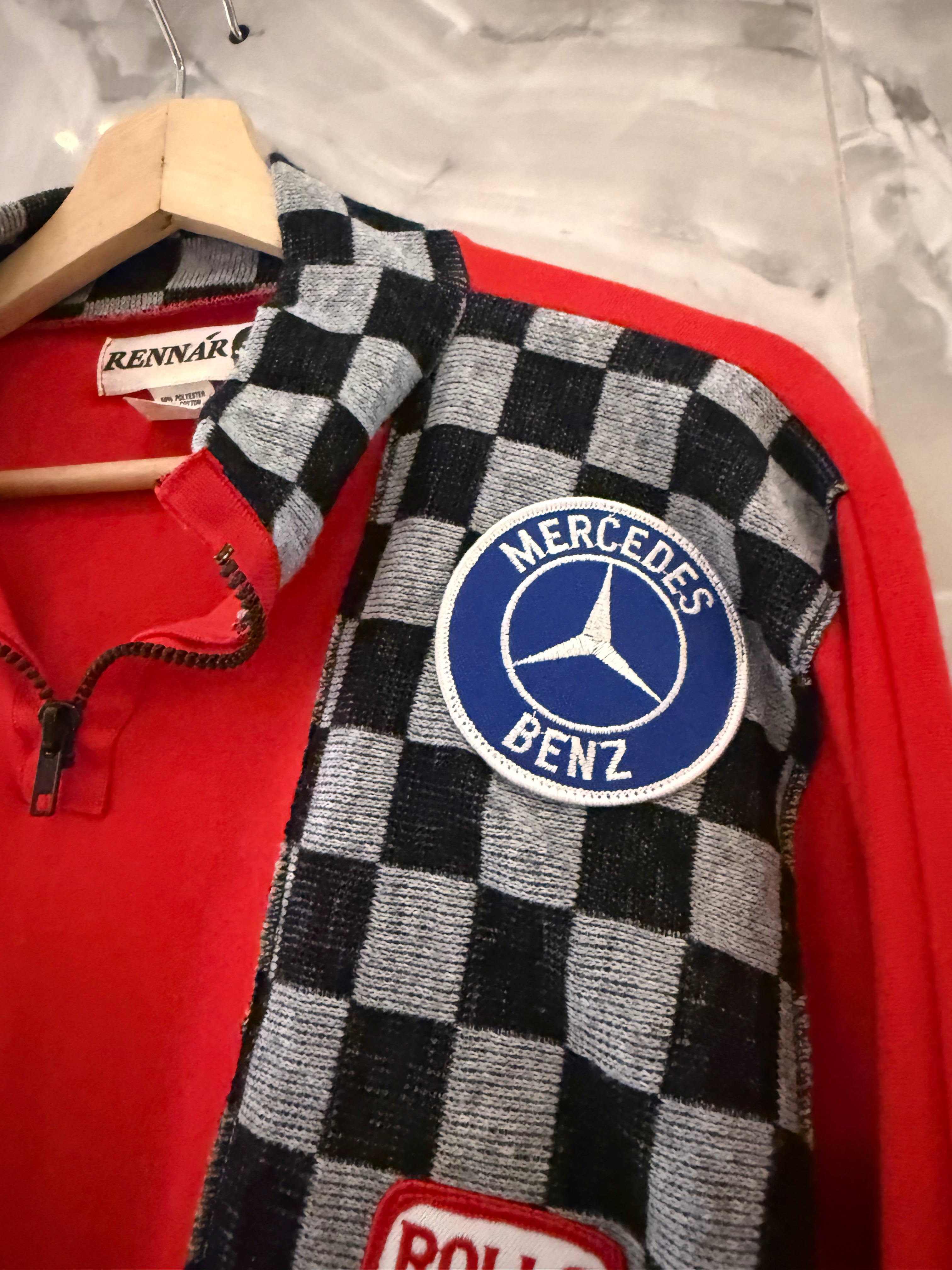 Vintage 80s Rennar Luxury Auto Racing Mercedes Benz Rolls Royce Jaguar Patchwork Sweatshirt