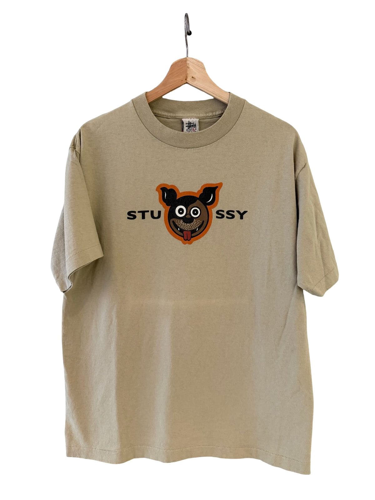Camiseta Stussy de los 90 con diseño de perro sonriente
