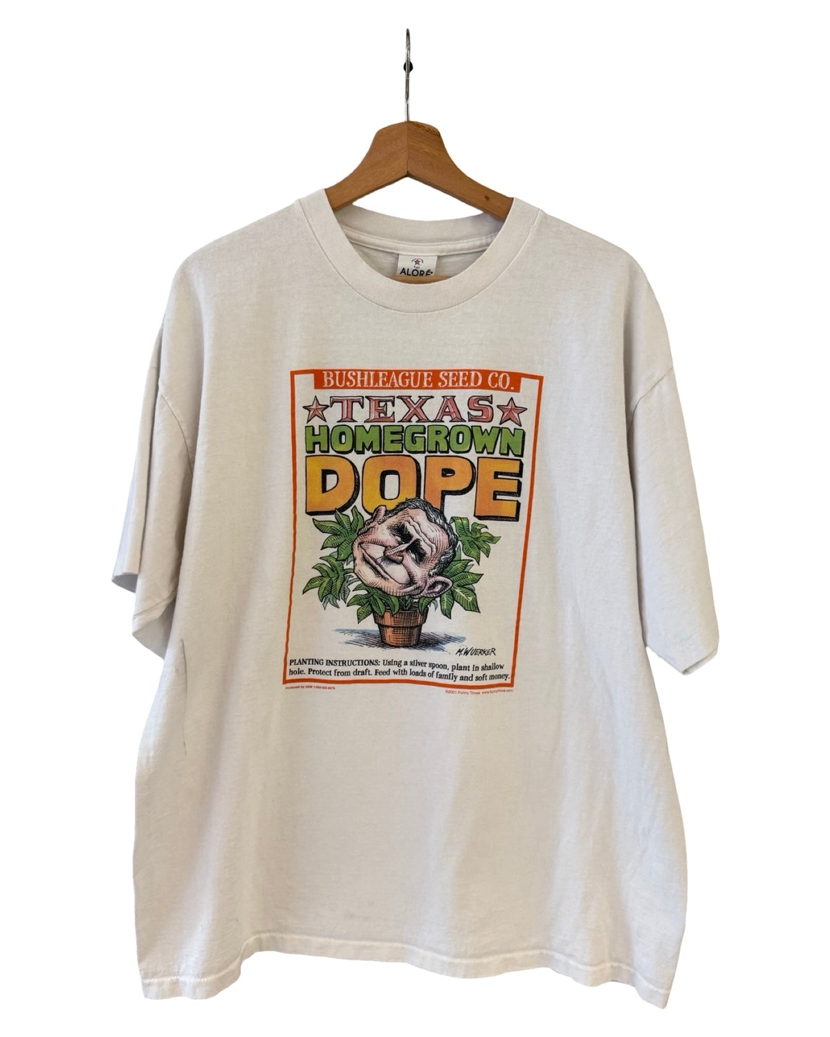 Vintage 2001 Texas Homegrown Dope George Bush Weed Tee