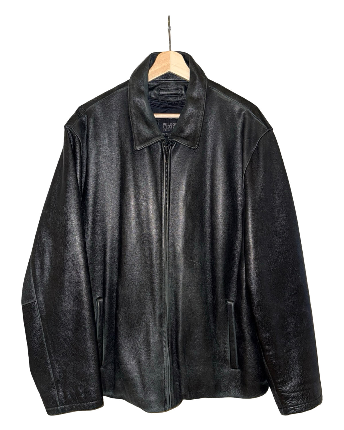 Vintage 90s Black Leather Bomber Jacket 3rdStrike