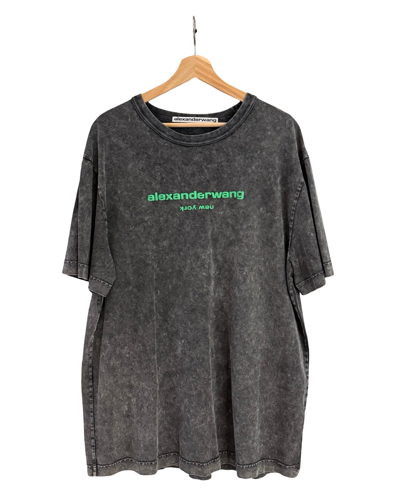 Camiseta verde con lavado ácido de Alexander Wang