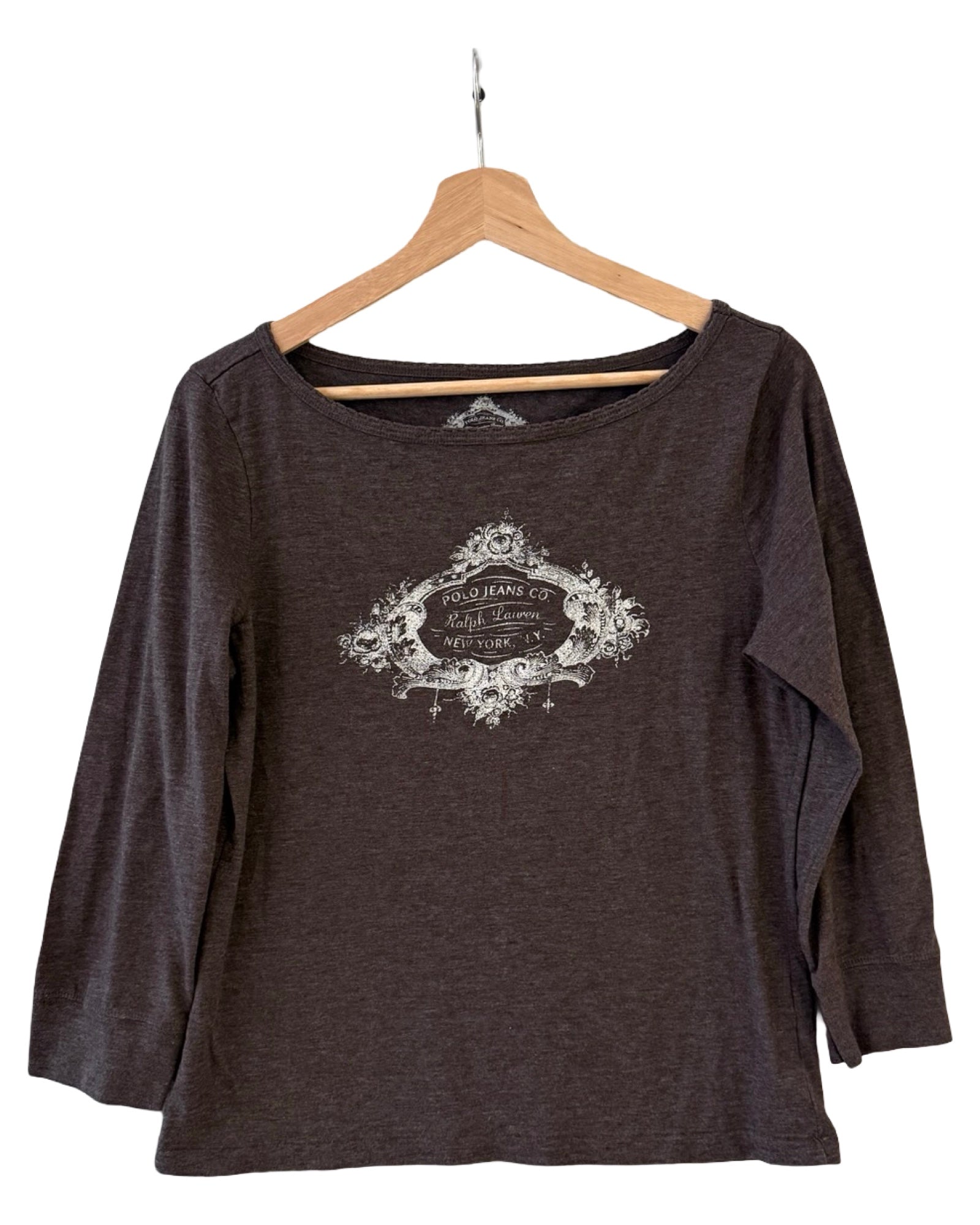 Camiseta de mujer Polo Ralph Lauren NY con logo en marrón
