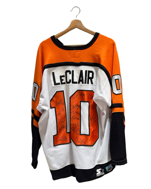 Vintage 1997 Philadelphia Flyers 10 John LeClair 96-97 Starter Eastern Conference NHL Hockey Jersey Signed by Team