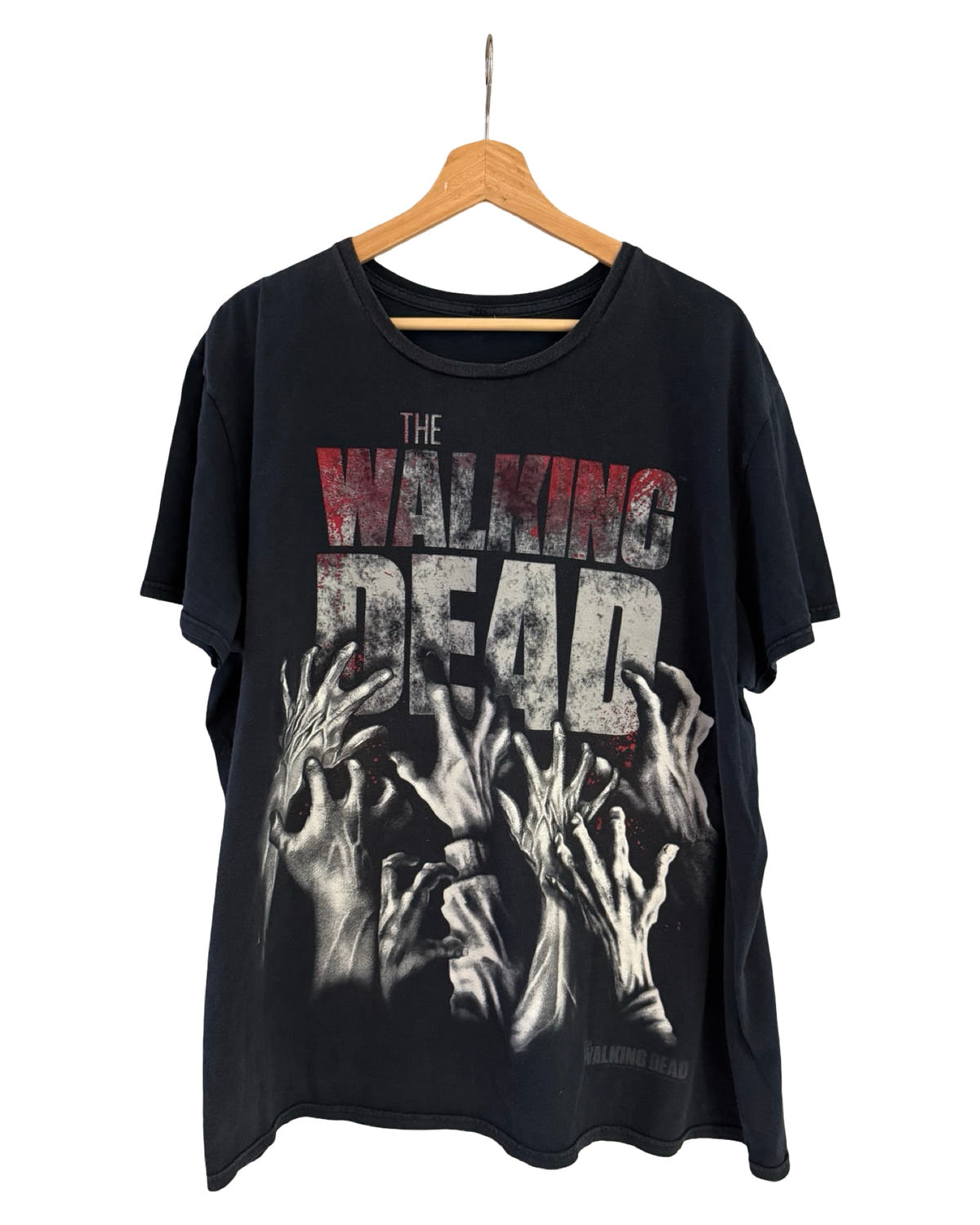 Black The Walking Dead Zombie Hands and Blood Splatter Graphic Tee, size Large