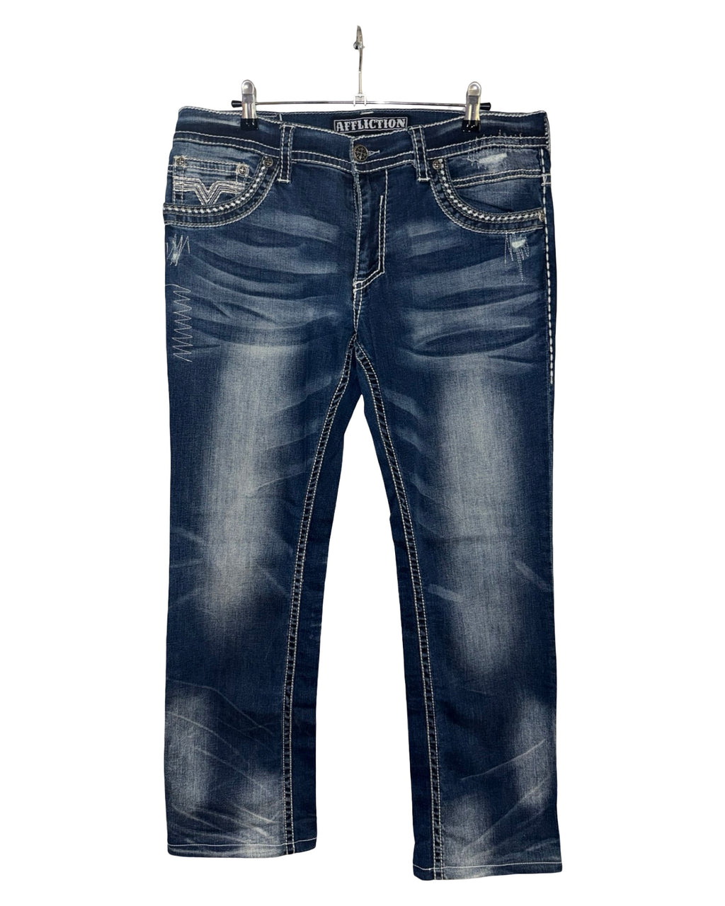 Vintage Y2K Affliction Ace Faded Contrast Stitch Jeans
