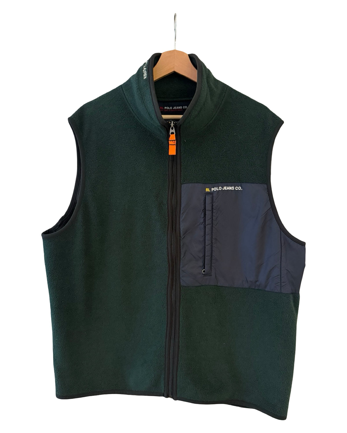 Vintage 90s Polo Jeans Ralph Lauren Green Fleece Vest