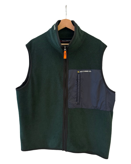 Vintage 90s Polo Jeans Ralph Lauren Green Fleece Vest