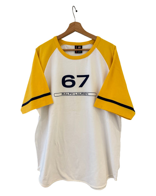 Vintage 90s Polo Jeans Ralph Lauren 67 Yellow Baseball Tee