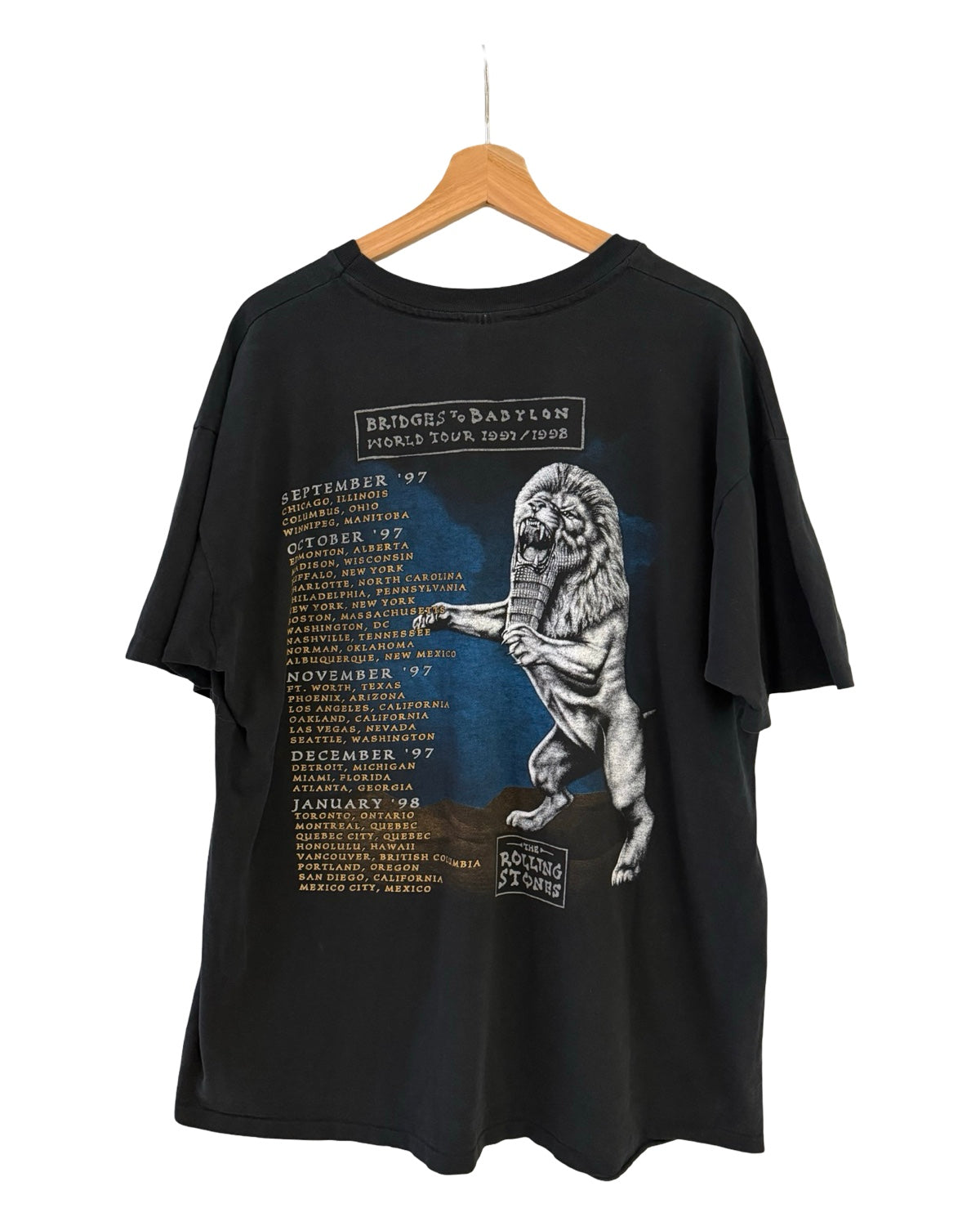 Vintage 1997 The Rolling Stones Bridges To Babylon Band Tour Tee